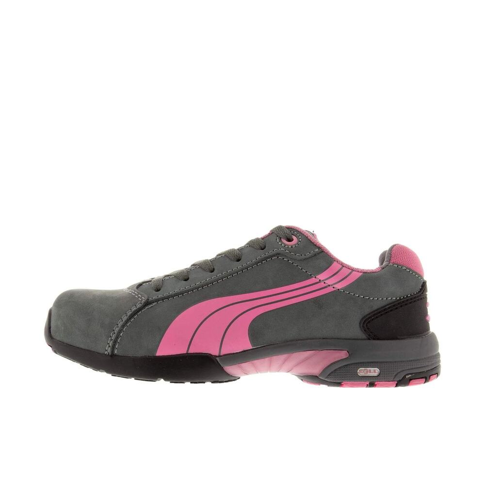 PUMA Sz 7 Safety Balance women work Sneaker grey pink steel toe EUC Utilitarian